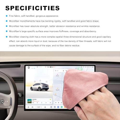 Ohleats Car Screen Cleaner, Microfiber Auto Screen Cleaning Pad, Foldable Touch Screen Cleaner Cloth for Vehicle Dashboard LCD Display, Car Cleaning Kits - color: Pink&Gray,1Pcs