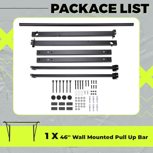 ECOTRIC 46'' Wall Mounted Pull Up Bar Chin up Bar Doorway Exercise Bar | Upper Body Gym Workout Bar Heavy Duty Training Fitness Home Heavy Duty 500lbs