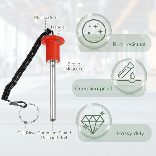 Gym Pin Weight Stack Pin Strength Training Lifting Equipment Replacement with Pull Rope Fitting for Club - color: Red, size: 0.4 x 4.1 Inch