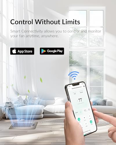 2026 Super Quiet Register Booster Fan for 6" x 12" Register Holes, Smart Register Vent with Dual Intelligent Thermostat and WiFi App Control, Heating Cooling AC Vent Fan (SN) - color: Satin Nickel, size: 6" x 12"