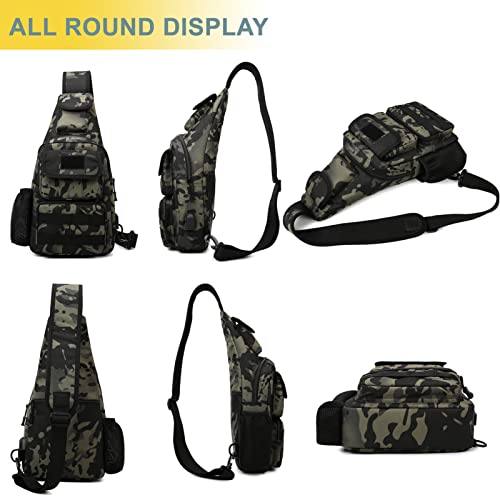 Tactical Shoulder Bag - 1000D Molle Military Backpack Outdoor Daypack Chest Pack (Tan) - color: Tan
