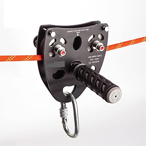 Rock Climbing Mountaineering Cable Rope Pulley with Anti-Slip Silicone Rubber Handle Climbing Accessories