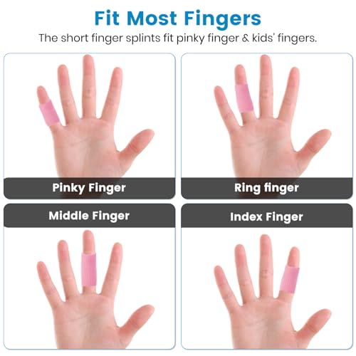 Finger Compression Sleeves, 10 Pcs | Finger Protectors Cots for Arthritis Swelling Basketball Sport, Breathable Elastic - color: Pink