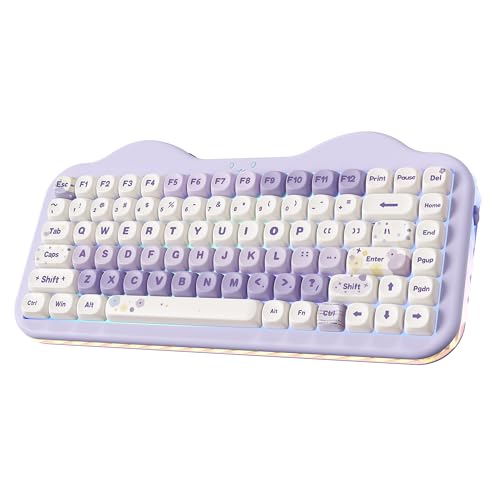 YUNZII C75 Cute 75% Wireless Mechanical Keyboard (Purple, Candy Switch) | Creamy Cake Keyboard, BT5.0/2.4G/USB-C, Hot-Swap, NKRO, PBT MOA Keycaps,5500mAh RGB Gasket Mount for Mac/Win/Gaming/Office - color: Purple, size: Candy Switch