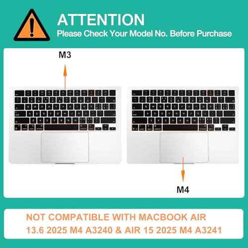 MOSISO Keyboard Cover with Solid Texture, Laptop keyboard Cover | Compatible with MacBook Air 15 inch M3 A3114 M2 A2941/Air 13.6 A3113 A2681/Pro 14/16 M4 M3 M2 M1 - color: Midnight Green