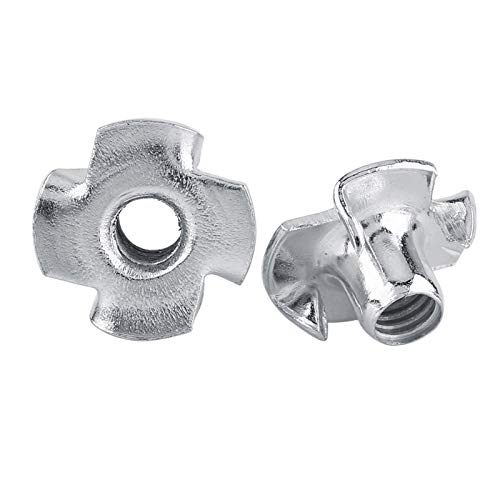 50pcs T Nuts,Zinc Plated Carbon Steel 4-Pronged Tee Nut for Wood, Rock Climbing Holds, Furniture (M6 (50 pcs/Pack)) - size: M6 (50 pcs/pack)