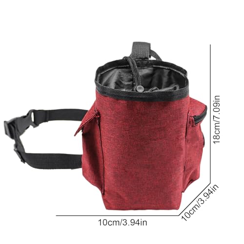 Chalk Bag for Rock Climbing Drawstring Closure Zippered Pockets Adjustable | Chalk Organizer for Rock Climbing, Bouldering, Weightlifting, Gymnastics, Adults Women Men - color: Wine Red