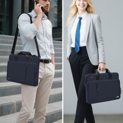 TECOOL 15.6 16 Inch Laptop Bag, 360 Protective Case Sleeve Messenger Bag | Waterproof Computer Briefcase with Shoulder Strap for 15.6 16 Inch Laptop Notebook Chromebook, MacBook Pro 16,Dark Blue - color: Dark Blue, size: 15.6-16 Inch