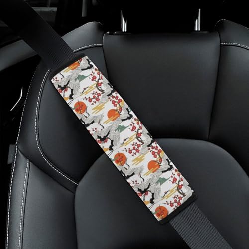 1 Pair Red Sun Flower Crane Bird Seat Belt Shoulder Pad Soft Padded Seat Belt Cushion for Adult Use, Stroller Pushchair High Chair, Pressure Relief - color: Pattern 180