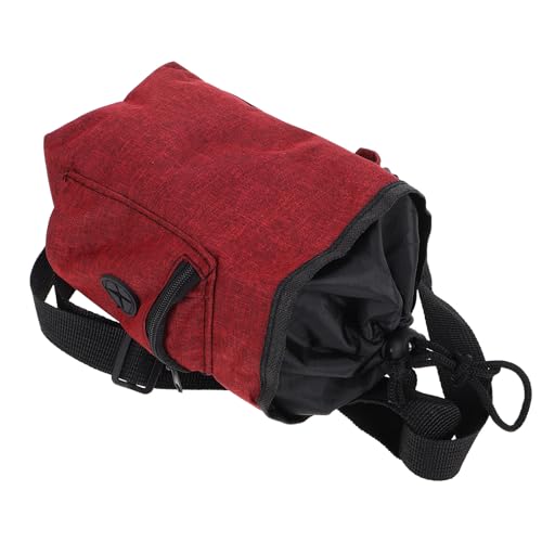 WOONEKY Chalk Bag for Rock Climbing and Bouldering, Wine Red Canvas Chalk Pouch with Zipper Storage Pocket, Anti-Slip Powder Bag for Gymnastics and Weightlifting Outdoor Training