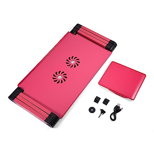 Laptop Stand with Fan, Laptop Stand with W Cooling Fan Mouse BOAD 360° Adjustable Foldable Laptop Desk Table Stand Holder Laptop Cooling Stand for Home, Office, Bed Sofa, Couch - color: Rose Red