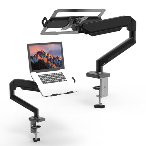 Laptop Arm Mount Adjustable Laptop Desk Mount 2-9kg Gas Spring Arm Up to 17.3 Inch Laptop Holder Tray Desktop Stand Clamp-on(Black) - color: Black