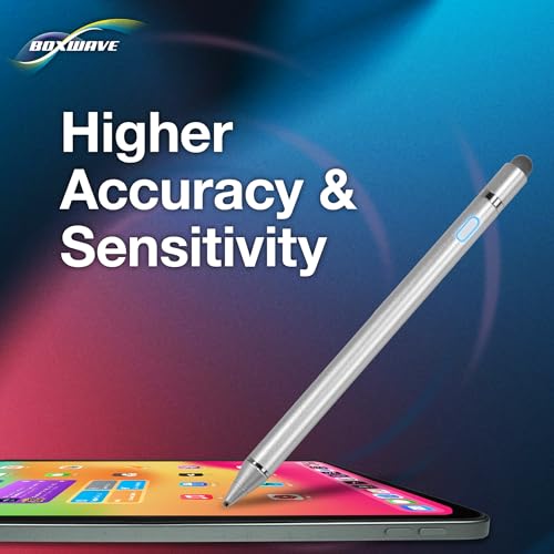 BoxWave Stylus Pen Compatible with Dell XPS 15 (9520) - AccuPoint Active Stylus, Electronic Stylus with Ultra Fine Tip - Metallic Silver