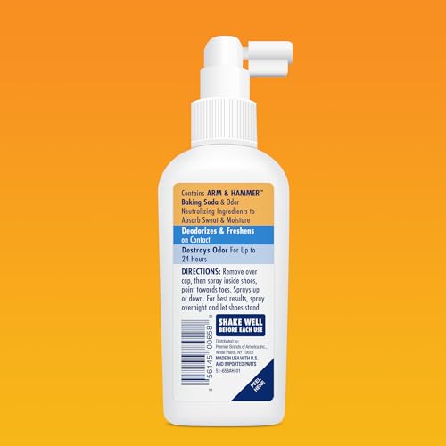 Arm & Hammer Shoe Refresher Spray, Odor Eliminator for Sneakers, 24 Odor & Wetness Control, Aerosol-Free Shoe Deodorizer Spray, Ocean Blast Scent, 3.4 oz, Pack of 2 - size: 3.4 Ounce (Pack of 2)