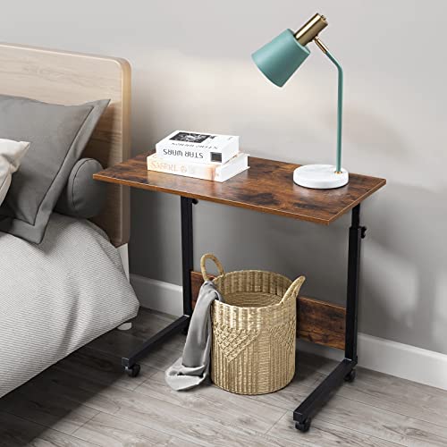 Adjustable Height Mobile Computer Desk, Rolling Laptop Stand Cart, Portable Standing Desk, Overbed Bedside Table - color: B