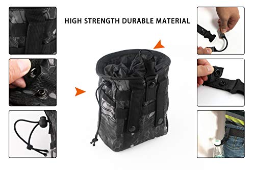Drawstring Highend Rock Climbing Chalk Bag with a Carabiner Different Pockets for Climbing Bouldering, Gymnastics, Gym Pouch, Cross Fit and Lifting - color: black camouflage