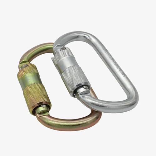 Heavy Duty Carabiner 30KN(6500LBS) Auto Locking Climbing Carabiners Clips for Rock Climbing,Rappelling,Hunting, Rescue Equipment(CE Rated,D Shape) - color: Gold(4Pack)