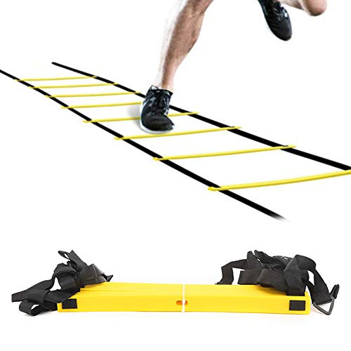 12 Rungs Running Competition Football Training Ladder, Soft Agile Speed Ladder with Reinforced Belt, Adjustable Rung Spacing for Warm Up Exercise, Coordination Training, Includes