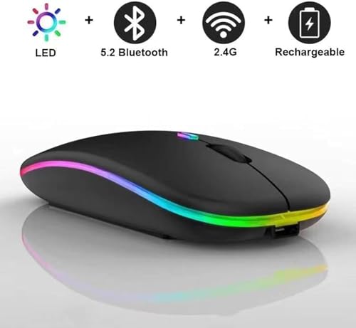 10 Pack Wireless Bluetooth Mouse,LED Dual Mode Rechargeable Silent Slim Laptop Mouse,Portable(BT5.2+USB Receiver) Dual Mode Computer Mice,for Laptop,Desktop Computer,ipad Tablet,Phone,TV (Black) - color: 10 pack black