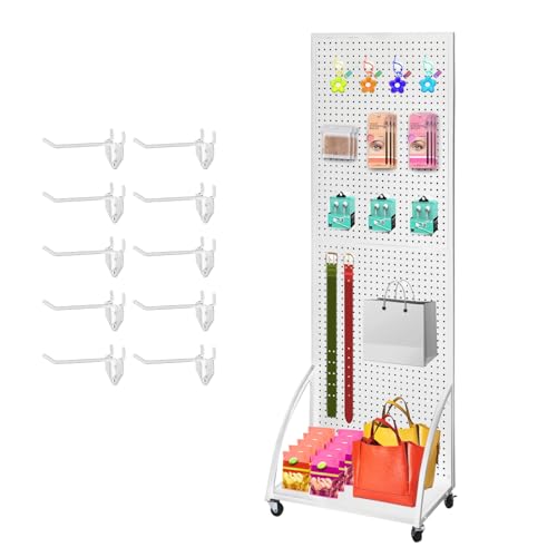 NectaCol 30 Packs 4" Long Metal Pegboard Hooks, Standard Pegboard Panel Hooks is Fit to Peg Board Panels and Pegboard Display Stand, White - size: 4 Inch