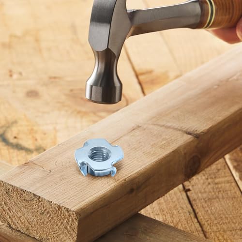 M8 T-Nuts zinc Plated Steel, 4-Pronged Tee Nut for Wood, Rock Climbing Holds, Furniture, 50 PCS - color: Zinc Coated Steel, size: M8