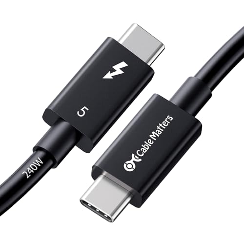 Cable Matters [Intel Certified] 80Gbps Thunderbolt 5 Cable, 3.3ft / 1m | Black, [up to 120Gbps Boost, 8K@120Hz / 6K@240Hz / 4K@540Hz with DSC, 240W, 80G Data Transfer], Supports TB 4/3, USB4, USB-C - color: Black, size: 3.3 ft