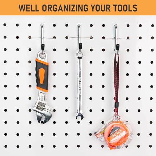 INCLY 100PCS 1/4 Inch Pegboard J Hooks with Peg Locks & Rubber Tipped | Heavy Duty, Peg Board Hooks Accessories,Peg Board Tool Hangers,Fit 1/4" Pegboard for Wall Hanging Tools or Display Jewelry