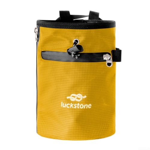 Climbing Chalk Bag with Anti-Leak Drawstring, 420D Oxford Magnesium Powder Bag for Rock Climbing and Weightlifting, Gym Chalk Bucket with Phone Pocket and Adjustable Belt, Blue(Red) - size: Red