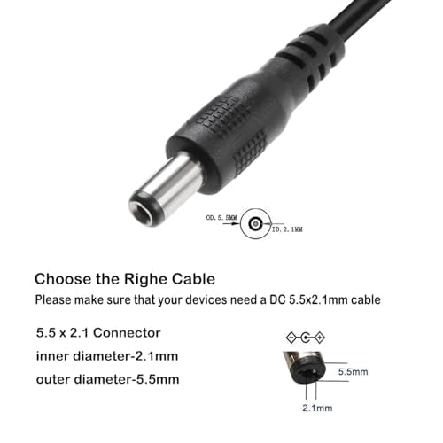 TENINYU USB 2.0 A Male to DC 5.5x2.1mm 5 Volt 24AWG DC Connector Charge Barrel Jack Power Cable Black, 3FT (Max 2.5 Ampere Power Cable, Center PIN Positive),2Pack