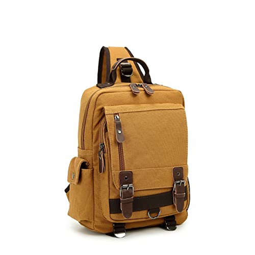 Sechunk Canvas Messenger Bag Sling Bag Crossbody Bag Shoulder Bag Retro Cross Body Handbags - color: Yellow, size: Small