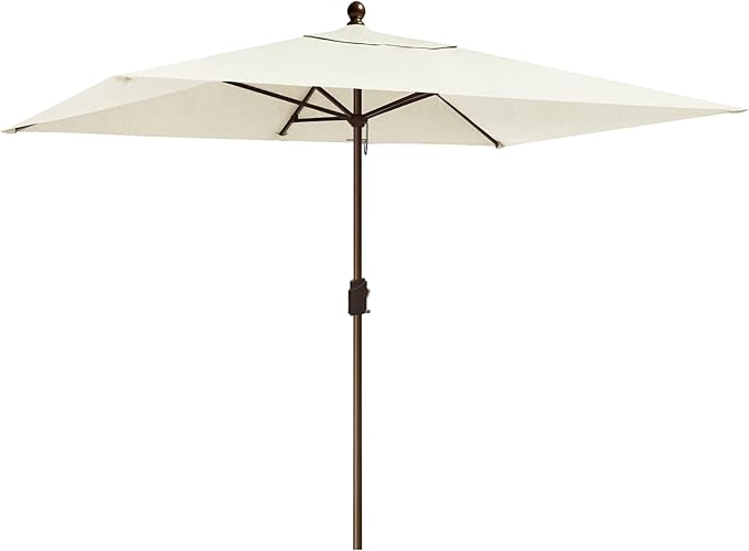 EliteShade USA 10-Year-Non-Fading 6.5x10Ft Rectangular Market Umbrella Patio Umbrella Outdoor Table Umbrella with Ventilation, Natural