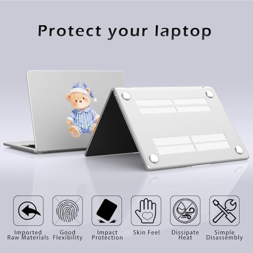 Compatible with MacBook Air 13 inch Case M5-M2 Cute Kawaii Bear | M5 M4 M3 M2 2026-2022 A3449 A3240 A3113 A2681 Release | Protective Hard Shell Matte Cover for MacBook Air 13.6 inch - color: Bear A, size: MacBook Air 13.6 inch M5 M4 M3 M2