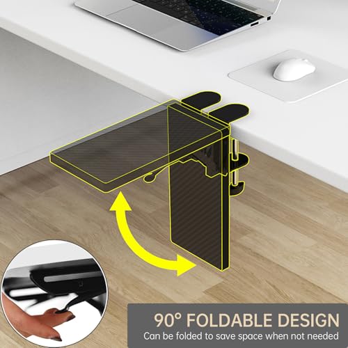 Sisyphy Ergonomics Desk Extender Tray, 11.8x5.9" Punch-Free Clamp on, Foldable Keyboard Drawer Tray, Table Mount Arm Wrist Rest Shelf, Computer Elbow Arm Support - color: Carbon, size: 5.9*11.8"(30*15cm)