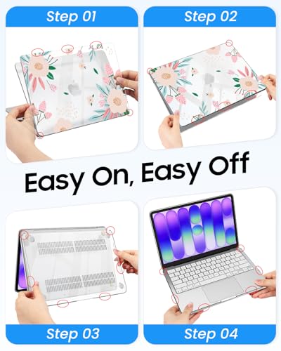 Fintie Case for MacBook Neo 13 Inch A3404 2026, Crystal Camellia | Snap-On Hard Shell Cover, Ultra-Thin, Slim Fit, Lightweight - color: Crystal Camellia