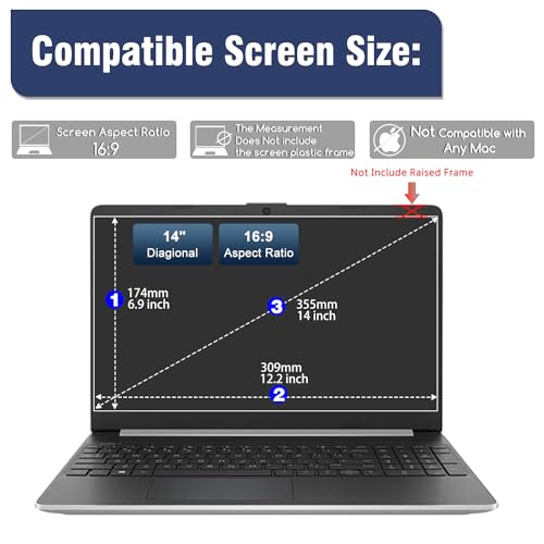 KEANBOLL 2-Pack 14 inch Laptop Tempered Glass Screen Protector for Lenovo Hp Dell Acer Asus Samsung etc 14 inch Laptop-(16:9 Aspect Ratio,309x174mm),Bubble Free & Ultra Clear & Automatic Adsorption - size: 14"Glass-16:9