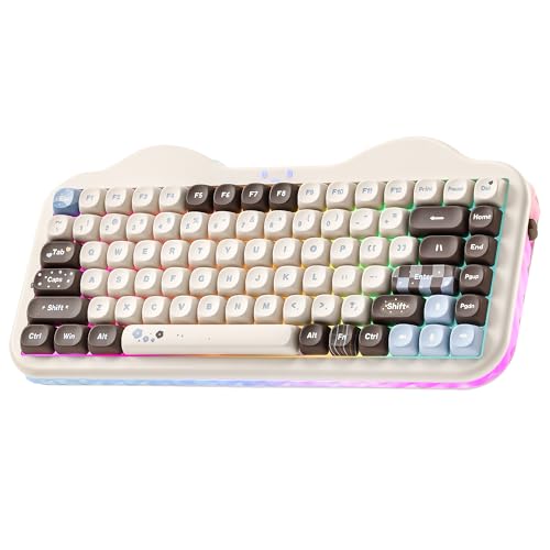 YUNZII C75 Cute 75% Wireless Mechanical Keyboard (Choco, Candy Switch) | Creamy Cake Keyboard, BT5.0/2.4G/USB-C, Hot-Swap, NKRO, PBT MOA Keycaps,5500mAh RGB Gasket Mount for Mac/Win/Gaming/Office - color: Choco, size: Candy Switch