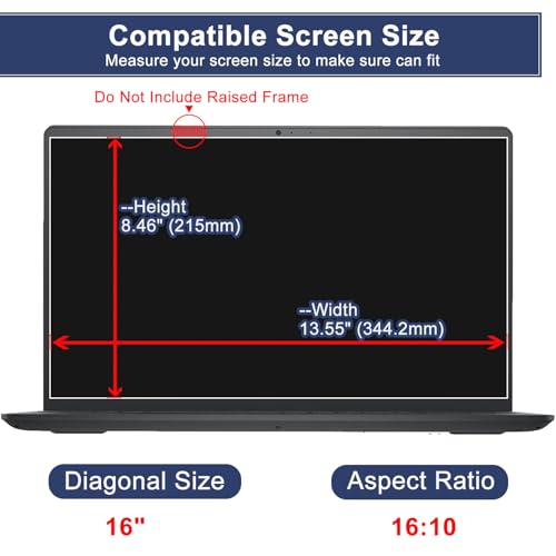 16" Laptop Screen Protector Tempered Glass for 16 Inch 16:10 Aspect Ratio Screen HP/Dell/Sony/Samsung/Lenovo/Acer/MSI/Razer Blade/LG Gram 16" Laptop(13 1/2 x 8 1/2 Inch) - size: 16"(16:10)