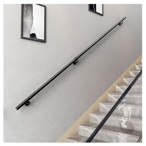 Metal il with 2 Brackets Round Tube Wall-Mounted Railing for Indoor/Outdoor Use Stair Railing Kit for Staircases Balconies Terraces & Villas (600cm/19.7ft) - size: 600cm/19.7ft