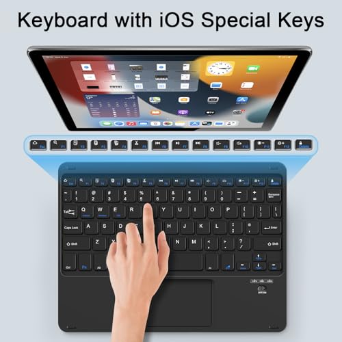 Wireless Keyboard and Mouse Combo, Rechargeable Bluetooth Keyboard with Trackpad, Wireless Mouse with 2.4 GHz USB Receiver, Compatible with iPad, Smartphone, Computer, Windows, iOS, Android - color: Black+Trackpad