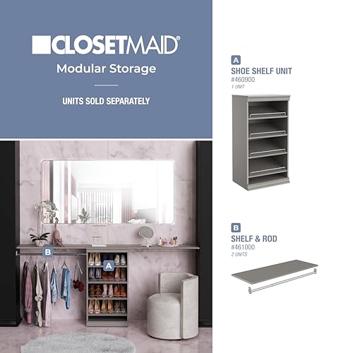 ClosetMaid Modular Storage Shelf Unit with Angled Shoe Shelves, Taupe - color: Taupe