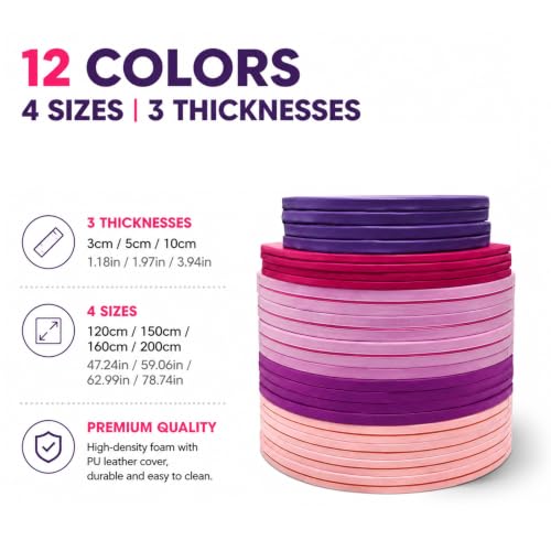 HARELA Foldable Pole Dance Mat, Safety Mat for Home Spinning Round Pole Dance Mat, Anti-Collision Cushioned PU Leather Mat for Yoga, Gymnastics, Pole Dancing - size: 160*3cm/63*1.2"