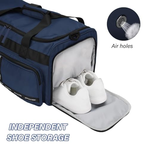 MAXTOP Gym Bag for Women Men Travel Duffle Bag Large Capacity Carry On Weekender Overnight Bag With Shoe Compartment Gym Tote Dry Wet Separation Duffel Bag for Travel - color: Dark Blue, style: Gym Bag