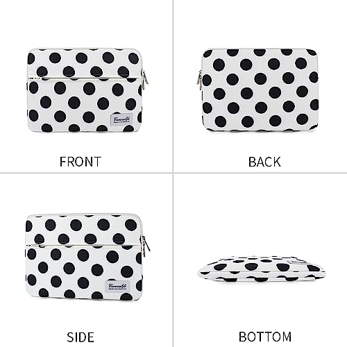 Canvaslife Waterproof Laptop Sleeve 14 Inch Laptop Case Bag with Front Pocket, Black Dot Pattern - color: New Black Dot, size: 14 inch / 14.0 inch