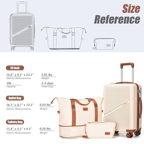 Cosbarn Carry On Luggage,3 Piece Carry On Suitcase,22x14x9 Airline Approved | Lightweight ABS Hardside Luggage, TSA-Approved Lock,Suitcases with Wheels,20Inch,Matching Duffle Bag,For Men&Women - color: MintGreen, style: Carry on Luggage With Duffel Bag