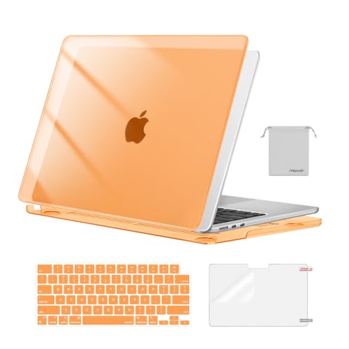 MOSISO Compatible with MacBook Air 13 inch Case M5 2026 M4 M3 M2 2025-2022 | A3449 A3240 A3113 A2681, Hard Shell&Keyboard Cover&Screen Film&Pouch for MacBook Air 13.6 inch Case, Crystal Cosmic Orange - color: Crystal Cosmic Orange
