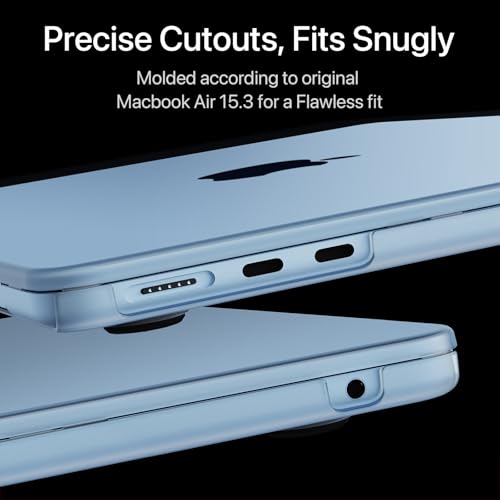 Soonjet for MacBook Air 15 inch Case, M5 M4 M3 M2 2026-2023 Keyboard Cover | 100% Color Match, Sky Blue, Clear Matte, Anti Crack & Fingerprint & Scratch, Ultra Thin & Light, Protective Laptop Hard Shell - color: Frost Sky Blue