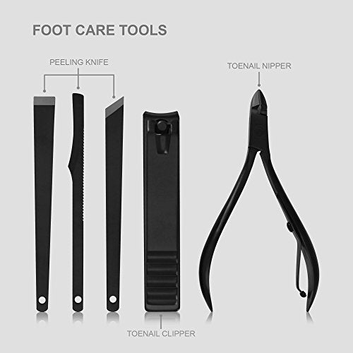 Utopia Care Manicure Set Professional Nail Clippers Kit | 16 Pcs Manicure & Pedicure Nail Kit for Men Women with Fingernail & Toenail Clippers and Premium Travel Case - color: Black, size: Pack of 16