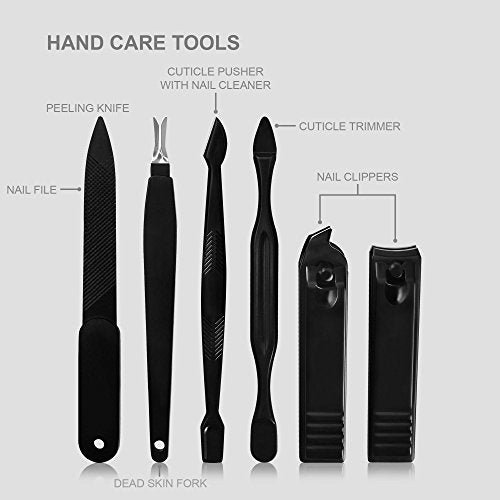 Utopia Care Manicure Set Professional Nail Clippers Kit | 16 Pcs Manicure & Pedicure Nail Kit for Men Women with Fingernail & Toenail Clippers and Premium Travel Case - color: Black, size: Pack of 16