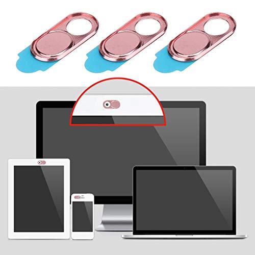 Zopsc Webcam Cover, Ultra Thin Metal Privacy Slider | Anti Hacking Lens Protector for Laptops, Tablet Privacy Slide for Smartphones, 3 Pack Mixed Black Silver - color: pink