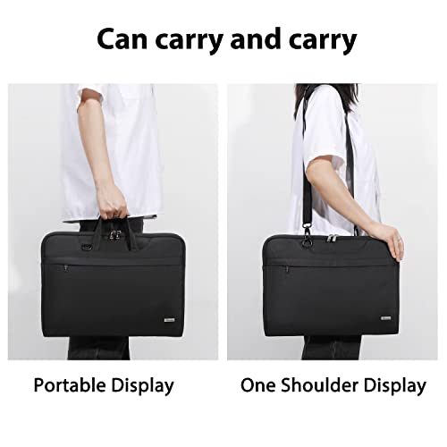 Voova Laptop Case 13 14 15 16 17 Inch with Shoulder Strap, Waterproof Laptop Bag Sleeve Slim Briefcase - color: Black, size: 13-14 inch